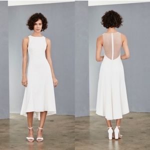 Amsale Ivory Creped Little White Midi Dress 8